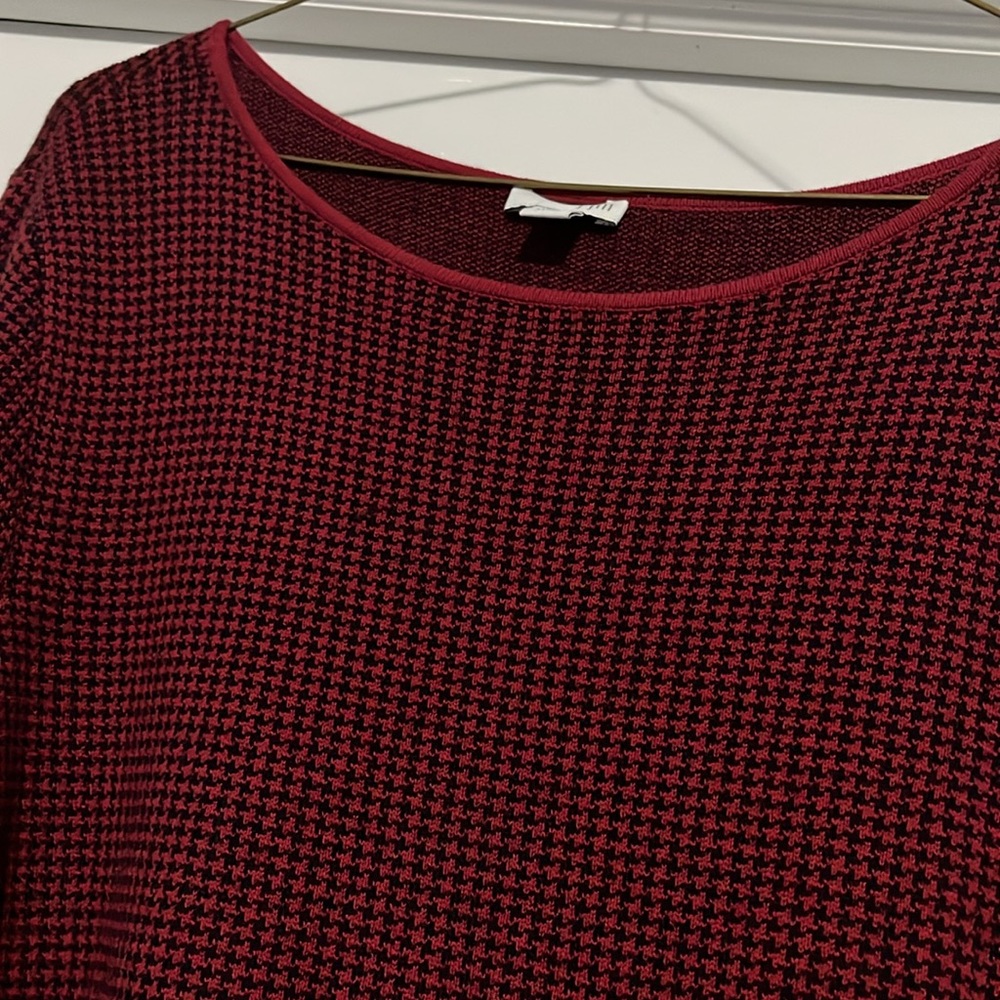 J. Jill women’s XL petite red houndstooth long sleeve shift dress fall winter